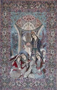 Isfahan, extrafein, mit Seide auf Seide